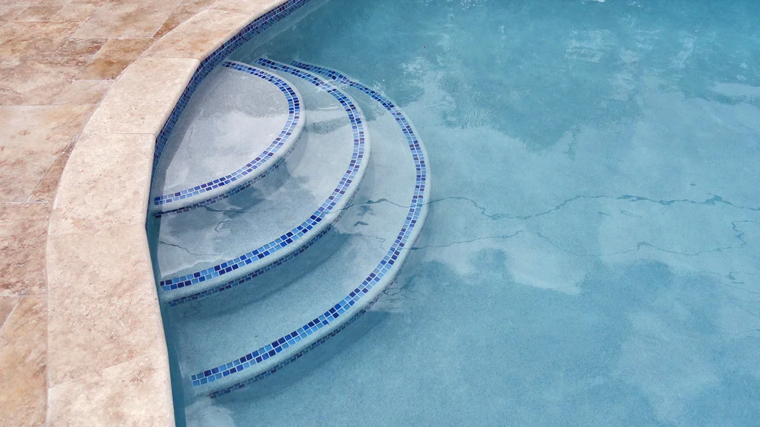 Resurfaced pool alternate view in Miami FL - Diamond Brite quartz finish